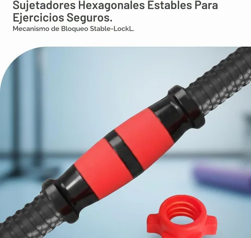 Vista 4 de DYNWAVE Juego de 2 mancuernas con mango de mancuernas, resistentes con 4 collares para entrenamiento de fuerza, accesorio de gimnasio