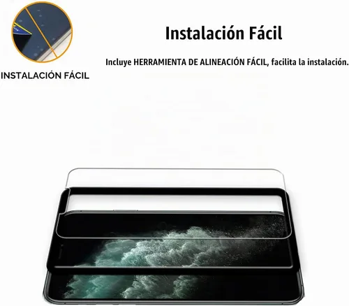 Vista 2 de Marco de fácil alineación diseñado para iPhone 11 Pro Max Protector de pantalla de vidrio templado 2-Pack Película protectora de lente de cámara