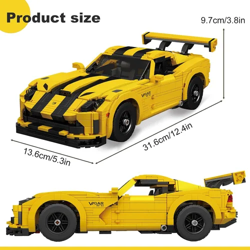 Vista 4 de Mould King 10046 Kits de Bloques de Construcción de Supercoches, Sets de Construcción de Modelos de Coches Dodge Viper, Regalo MOC de Coche