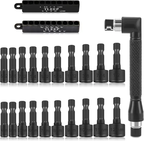 Vista 9 de Juego de tuercas de impacto de 150 mm con 1/4" 5/16" 3/8" de potencia magnética, juego de brocas de taladro hexagonal para llave de impacto, juego