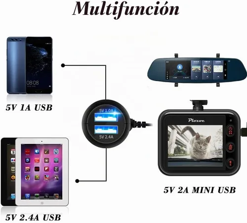Vista 4 de Cargador de cámara de salpicadero, cable de alimentación de mini USB Dash