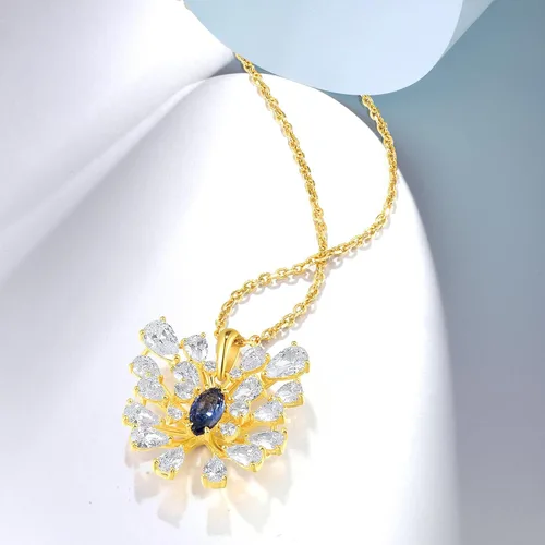 Vista 3 de Santuzza Colgante de circonita cúbica blanca con forma de flor de plata de ley 925 para mujer