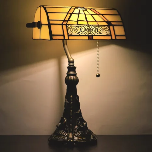 Vista 9 de Lámpara de Banquero Tiffany Pequeña Lámpara de Mesa de Vidrio Emplomado Estilo Tiffany Luz de Piano Lámpara de Escritorio Ángulo Ajustable 10.6 x