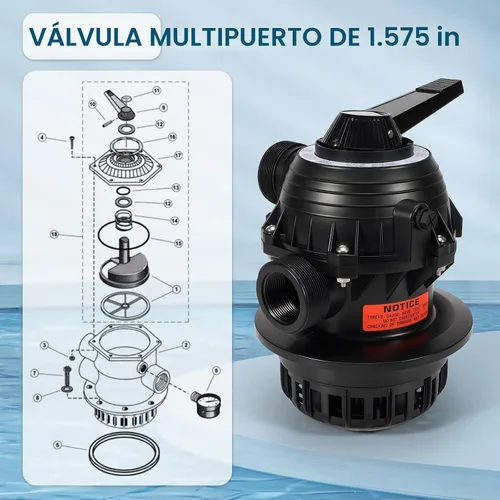 Vista 6 de SR14965-A003 - Válvula multipuerto de 1.575 in, compatible con Pantera 21" 25", Onga Leisuretime 21" 25", Sta-Rite Cristaflo 15", 17", 20", 24