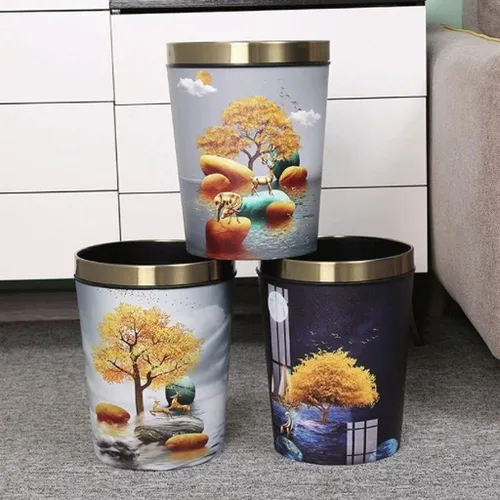 Vista 7 de Garbage Cans Garbage Cans, Decorative Small Trash Can Garbage Container Bin Wastebasket with Patterned Waste Baskets Basket