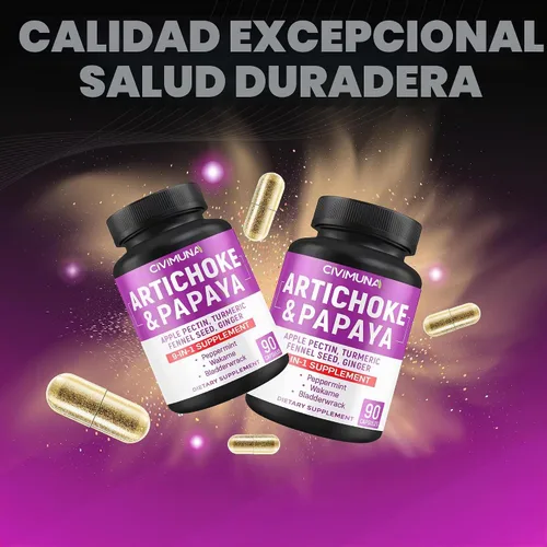 Vista 7 de Cápsulas de alcachofa con alcachofa, papaya, pectina de manzana y más - 90 cápsulas para 3 meses de suministro