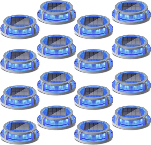 Vista 13 de SIEDiNLAR Luces solares para cubierta al aire libre, 2 modos, 16 LED, marcadores de entrada, luz de muelle, funciona con energía solar, impermeable