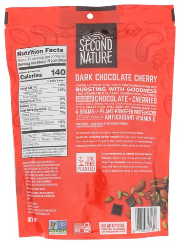 Vista 2 de Second Nature - Mezcla de frutos secos de chocolate negro y cereza, 12 onzas