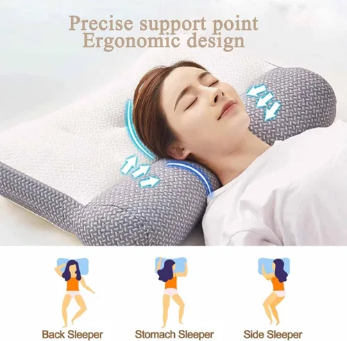 Vista 2 de Sohobloo - Almohada de cuello ergonómica de plumón de ganso para cuello, almohadas nimecales, almohadas para el cuello, aumenta el sueño
