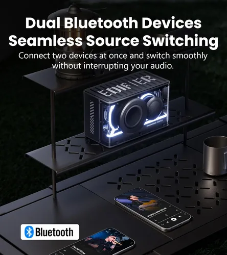 Vista 7 de Edifier Altavoz Bluetooth QD25 Audio de escritorio portátil, sonido dinámico de 25 W (RMS), audio de alta resolución, efectos de luz espléndidos