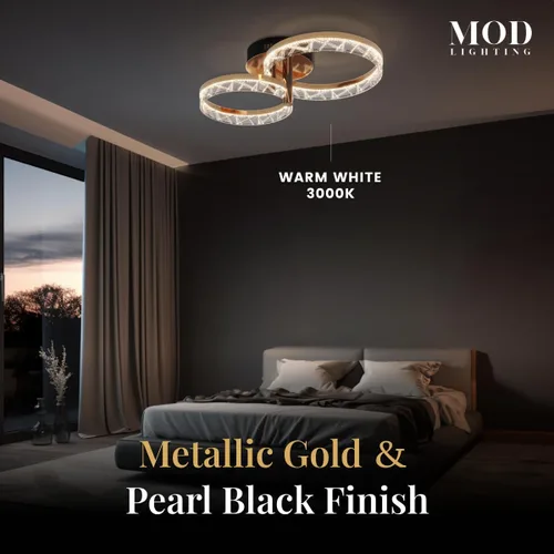 Vista 3 de MOD Lighting Clara Moderna lámpara de techo empotrada, lámpara de techo LED de 2 anillos para cocina, dormitorio y pasillo, cerca de luces