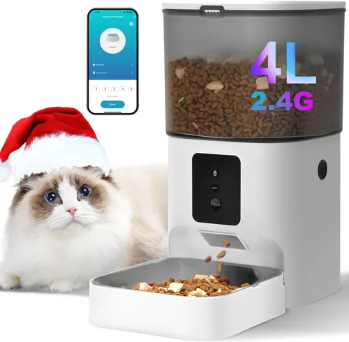 Vista 16 de Comedero automático para gatos, dispensador de alimentos Blanco