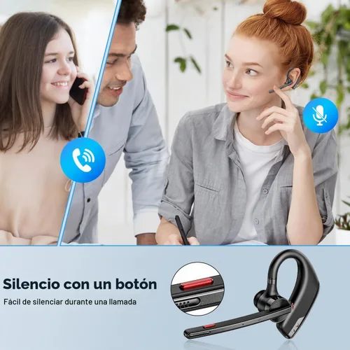 Vista 5 de New Bee Auriculares Bluetooth, auricular Bluetooth con cancelación de ruido