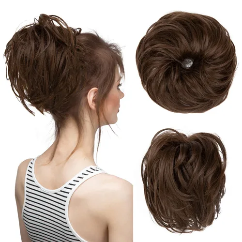 Vista 36 de Extensiones de cabello rizado con cola de caballo, cabello sintético con coleta recta, coleteros para mujer, rubio ceniza/rubio playa