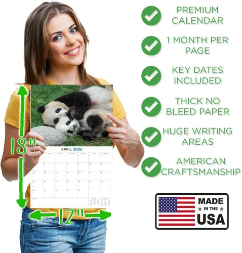 Vista 547 de Calendario de grises africanos 2025 2026 – Planificador mensual de pared de aves africanas – 12 x 18 pulgadas (abierto), calendario de pared
