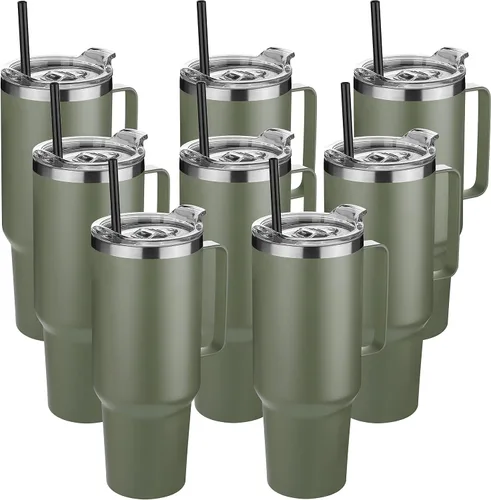 Vista 19 de Hasle Outfitters - Vaso de acero inoxidable de 40 onzas con asa, juego de vasos térmicos aislados al vacío, taza de viaje reutilizable de doble