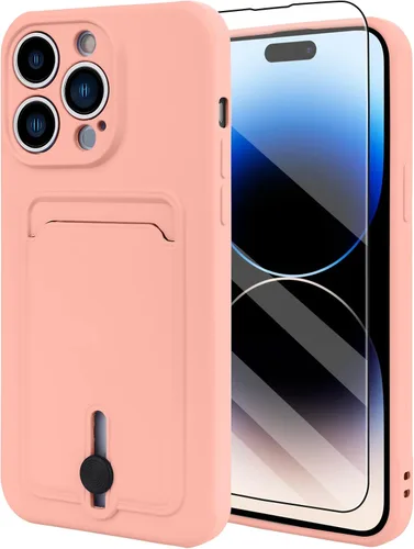 Vista 24 de MZELQ Cartera de TPU Compatible con Funda iPhone 12, Portarjetas Protección de Cámara Cubierta + Protector de Pantalla, Ranura Empujable para Niñas