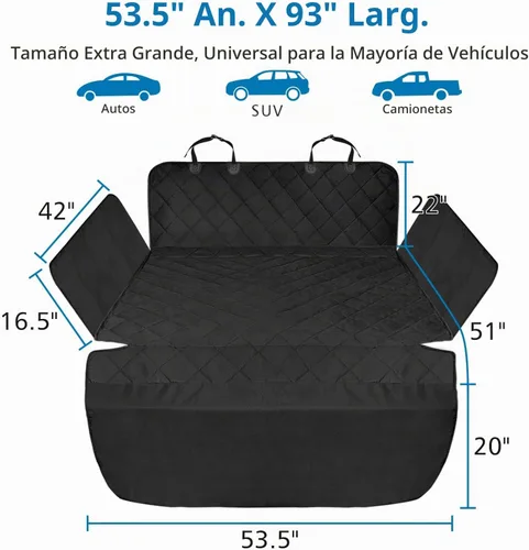 Vista 2 de Forro de carga SUV para perros - Funda para maletero con protector de Negro