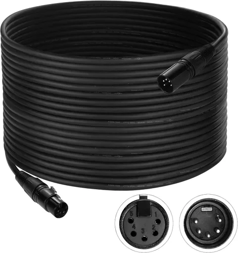 Vista 9 de Cable DMX de 5 pines de 10 pies, cable DMX flexible de 5 pines XLR macho a hembra, cable de iluminación de 5 pines para luces de escenario, señal