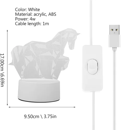 Vista 2 de Baluue Luz nocturna LED 3D, luz de ambiente de animales para niños, juguetes de cumpleaños, iluminación de ilusión visual USB para dormitorio, sala