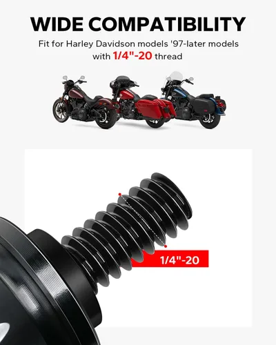 Vista 6 de Amazicha Perno de asiento de acero inoxidable con tapa de tornillo, kit negro compatible con Harley Davidson 1996-2025