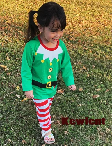 Vista 3 de Kewlent Conjunto de ropa de duende para bebé y niña, disfraz de manga larga