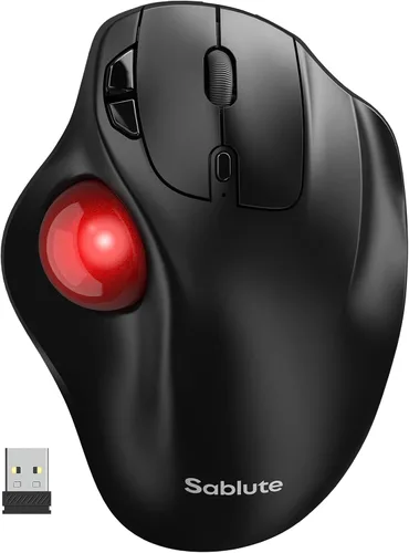 Vista 10 de SABLUTE MAM2 - Ratón inalámbrico de Trackball con DPI de 5 niveles, mouse ergonómico inalámbrico 2.4G Plug-and-Play para 3 dispositivos