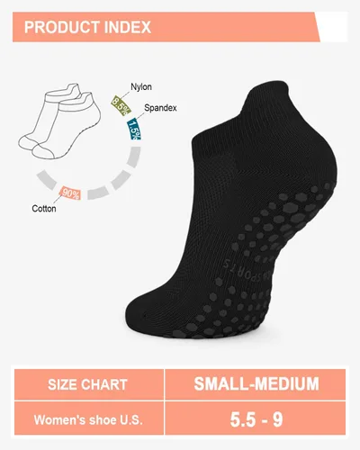 Vista 6 de 6 pares de calcetines de pilates antideslizantes para mujer, calcetines atléticos de yoga para barre ballet, descalzo, entrenamiento, hospital