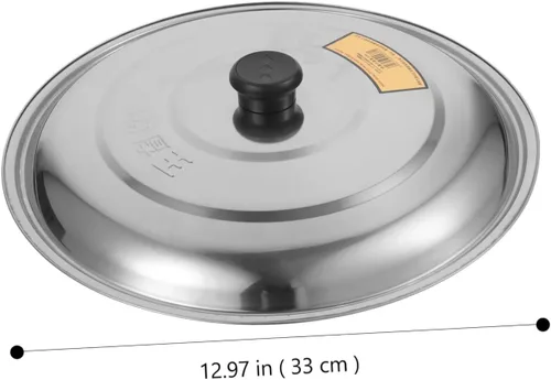 Vista 2 de Cabilock Tapas de sartén Tapa de olla Wok Tapa de olla: Tapa de sartén redonda de acero inoxidable con perilla Cubierta de sartén para sartén