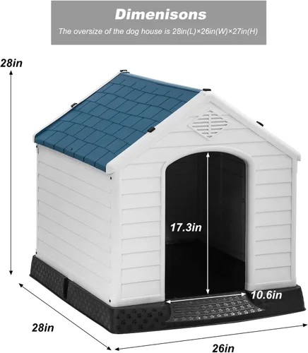 Vista 7 de FDW Casa para Perros Interior Exterior Durable Ventilada Impermeable para Mascotas de Plástico para Perros Pequeños Medianos y Grandes Refugio