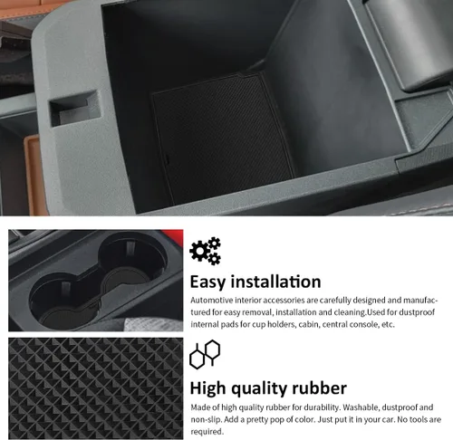 Vista 3 de Auovo Inserto para Portavasos Compatible con Accesorios Ford Maverick 2022 2023 2024 2025 Forros para Portavasos de Consola Central Forros para Negro