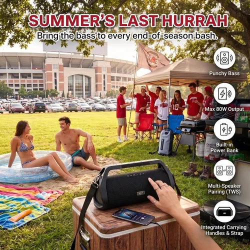 Vista 2 de Altavoz al aire libre ruidoso de 80W Boombox, IP66 impermeable