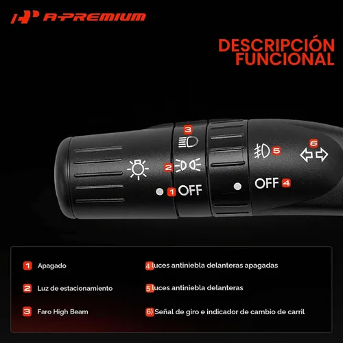 Vista 3 de Interruptor de señal de giro A-Premium, interruptor multifunción de atenuación de faros compatible con Subaru Forester 2009-2013, Impreza 2008-2014