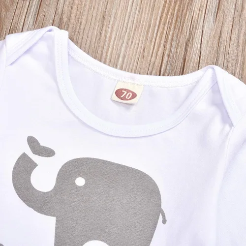 Vista 4 de Conjunto de ropa para bebés recién nacidos, mameluco, pantalones, sombrero, 3 piezas