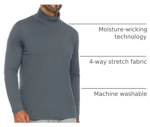 Vista 4 de Men's Turtle Neck Thermal Top Carbón