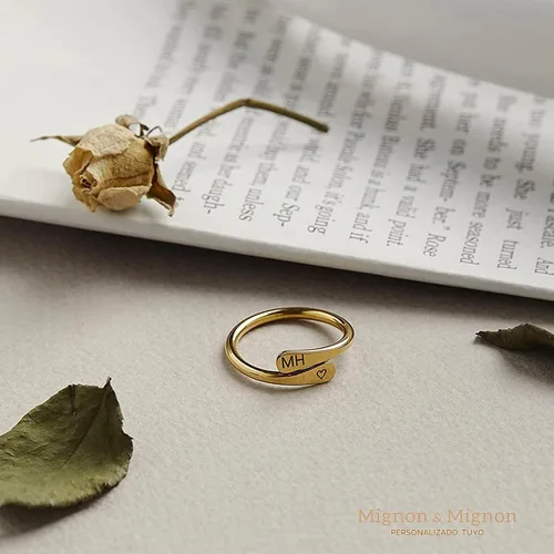 Vista 5 de Anillos personalizados para mujer, anillo envolvente personalizado grabado