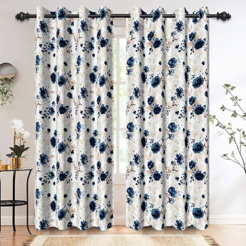 Vista 41 de Renaiss Pink Cherry Patels - Cortinas opacas con aislamiento térmico de flores de cerezo japonés, cortinas de ventana de dormitorio con estampado