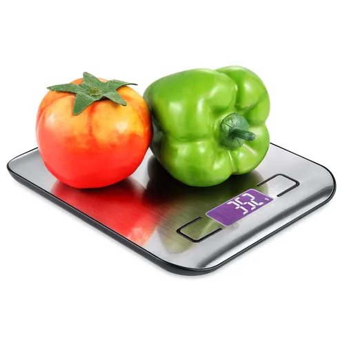 Vista 4 de Báscula digital de cocina, báscula de alimentos para hornear carne, unidad de gramo oz libra hasta 11 libras (0.04 oz-11.0 lbs), acero inoxidable