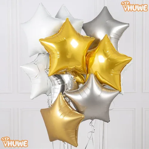 Vista 27 de Globos de estrella beige de 18 pulgadas, 10 globos de Mylar de forma estrella beige con revestimiento metálico de helio para decoraciones de fiesta