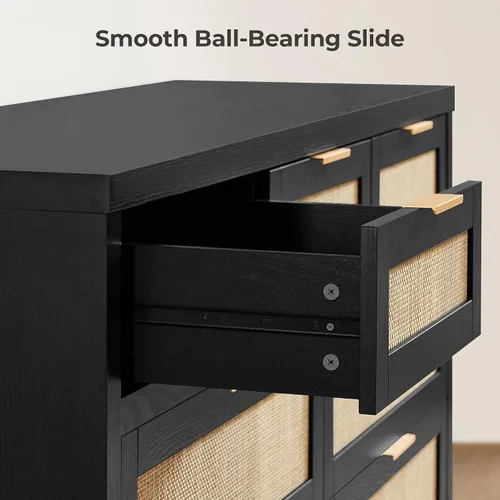 Vista 7 de SICOTAS Cómoda de 7 cajones para dormitorio, cómodas de ratán de 57" de ancho, cómoda grande con cajones para dormitorio, cómoda soporte de TV