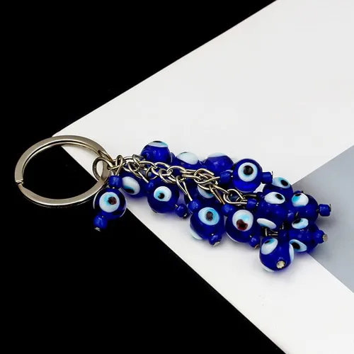 Vista 4 de Glass Eyeball Keychain Metal Eye Beads Keyring Pendants Evil Eye Charms Car Key Ring Holder