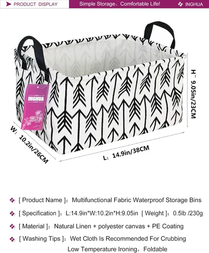 Vista 2 de Cesta de almacenamiento rectangular de tela con organizador de tela para juguetes, libros, ropa, regalos, mascotas - Perfecta para el hogar Rec