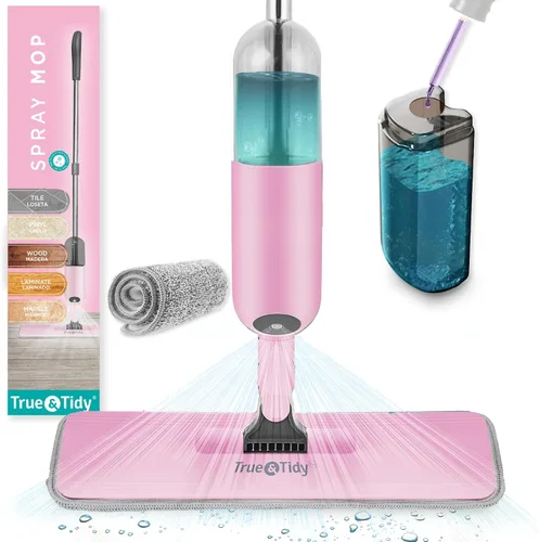 Vista 13 de True & Tidy® 2 piezas de repuesto de almohadilla de fregona de microfibra para rociador SPRAY-250 multisuperficie con botella de agua recargable
