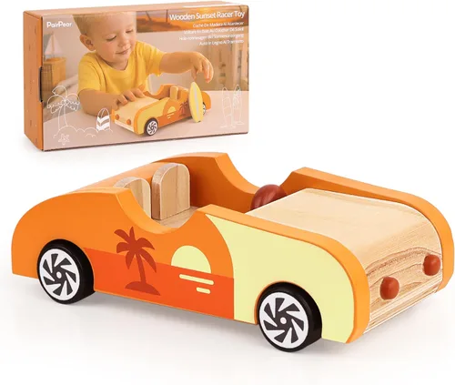 Vista 8 de PairPear Coche Familiar de Madera para Muñecas, Juguetes de Madera para Muebles de Casa de Muñecas, Juego de Accesorios, Vehículo de Juego
