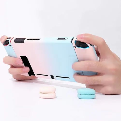 Vista 7 de MYCHEER Funda compatible con Nintendo Switch, material de PC Macaron sólido esmerilado cubierta protectora accesorio creativo, anti-caída separable