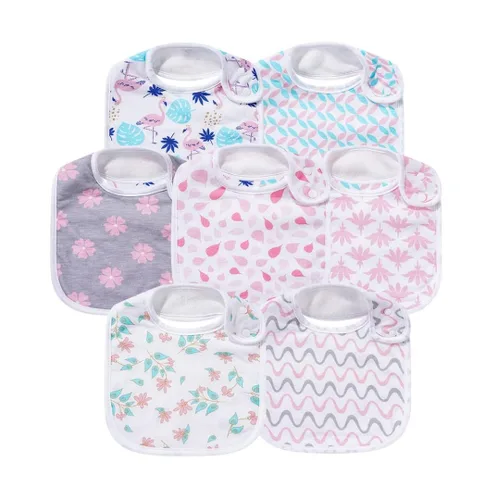 Vista 6 de Paquete de 7 baberos de algodón absorbentes para bebés, para babeo y dentición