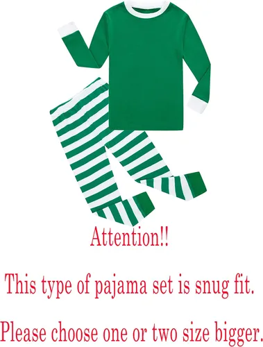 Vista 2 de Family Feeling - Conjunto de 2 piezas de pijama de Navidad a rayas para niños y niñas, 100% algodón