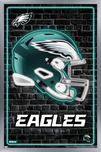 Vista 9 de NFL Philadelphia Eagles - Póster de pared con casco neón 23, 34 pulgadas de largo x 22.4 pulgadas de ancho, versión premium sin marco