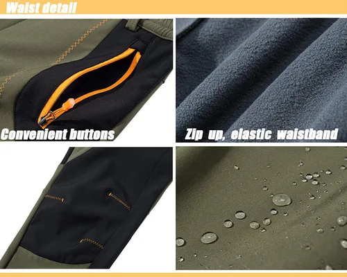 Vista 4 de TACVASEN Men's Snow Pants Outdoor Water Repellent Ski Snowboard Fleece Lining Soft Shell Pants Trousers
