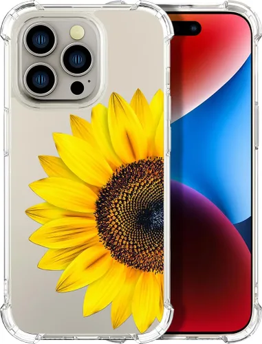Vista 25 de Compatible con iPhone 14, funda transparente y bonita para mujeres y niñas, diseño floral, diseño floral femenino, funda para teléfono 14